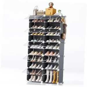 10-Tier Shoe Rack Organizer with Covers - 40-Pair Shoe Storage Cabinet 10 cube - Picture 1 of 7