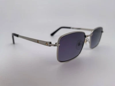 Gafas de sol Cartier cuadradas con montura plateada unisex gris degradada con lentes Foto 1 de 4