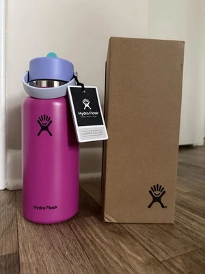 Botella de agua Hydro Flask 32 oz boca ancha con tapa de paja flexible ponche de vacaciones Foto 1 de 2