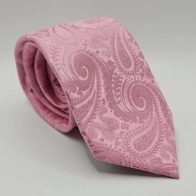 SADDLEBRED Pink Paisley Pattern Neck Tie 100% Silk Men’s 60" L - Fast Shipping  - Image 1 of 4