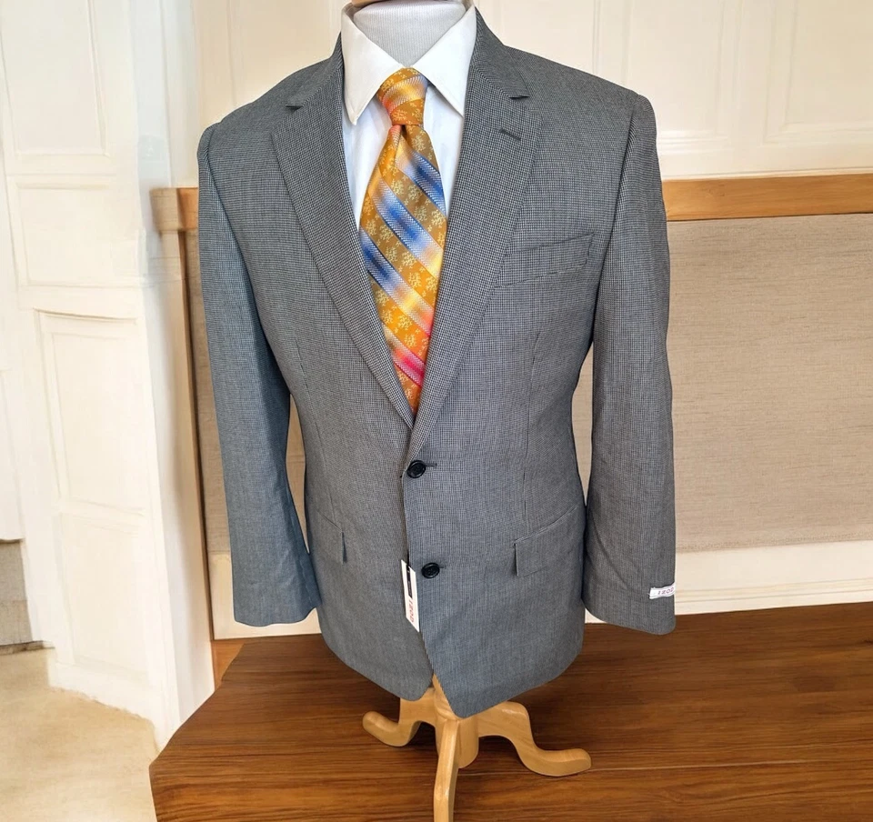 NUEVO Abrigo Blazer Izod Deportivo Gris Pata de Gallo Cuadros Talla 38R Chaqueta Nuevo con Etiquetas $150 Foto 1 de 4