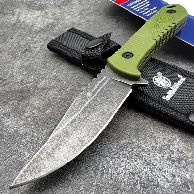 Smith & Wesson OD Verde HRT Lavado a Piedra Hoja Fija Cuchillo Táctico con Funda NUEVO Foto 1 de 4