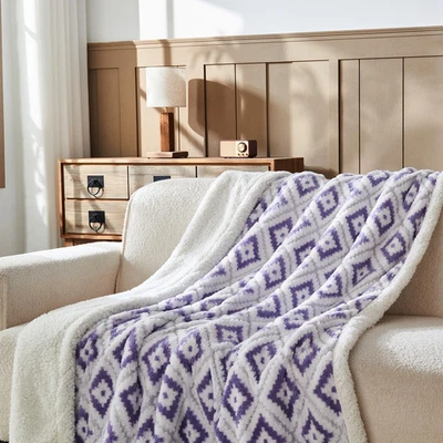 Böhmische Kuscheldecke Rhombus Flauschige Fleecedecke Winter Warme Plüschdecke - Bild 1 von 4