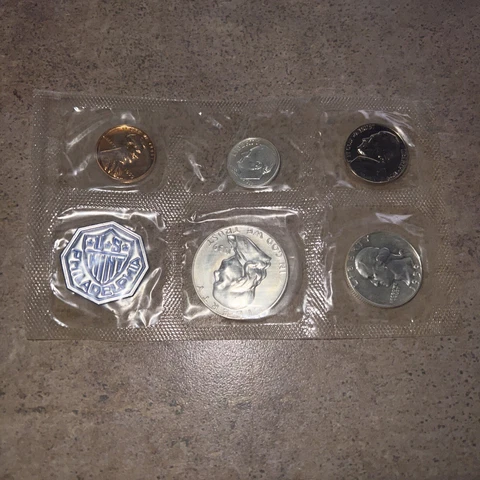1959 Proof Set * 5 Coins * 90% Silver * Coins, Cello Only *Franklin Half Dollar Cover