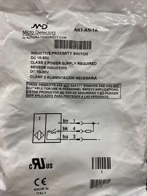NEW Micro Detectors AK1-AN-1A Inductive Proximity Prod Sensor Switch 10-30 VDC - Image 1 of 2