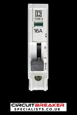 SQUARE D 16 AMP TYPE 3 M6 MCB CIRCUIT BREAKER QOE - Image 1 of 4