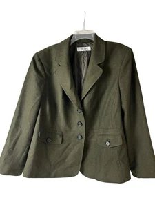 Jones Studio Separates Size 24W Olive Green 3 Button Lined Suit Blazer - Picture 1 of 10