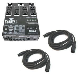 Chauvet DJ Lighting Dmx-4 Programable Dimmer Relay Switch Pack W/ (2) Dmx Cables
