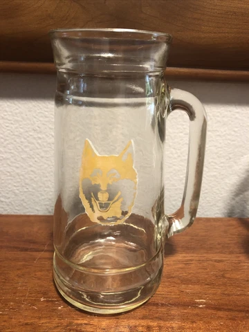 Vintage UW Huskies Glass Beer Mug University of Washington Seattle Faded Rare Cover