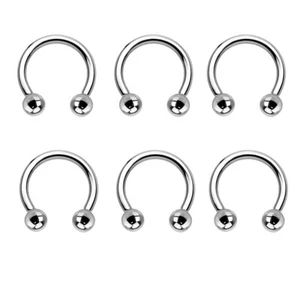 6 Pack Internally Threaded Titanium Horseshoe/Circular Barbells 3/8" 14 Gauge - Picture 1 of 1