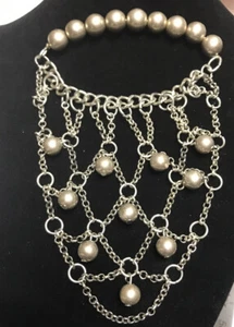 Claire’s Stretch Beaded Bracelet With Hand Chain Mesh - Picture 1 of 5