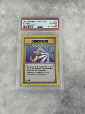 Pokemon Rappel (Scoop Up) Base Set 1st Edition French Rare #78 PSA 10 Gem Mint - Image 1 of 2