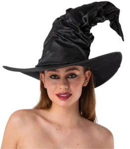 Crooked Witches Hat Ladies Halloween Witches Hat Black Fancy Dress - Picture 1 of 2