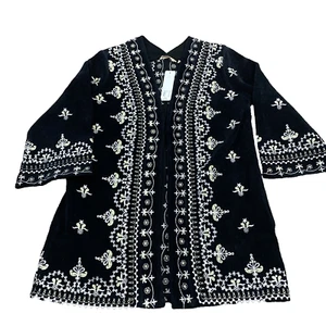 NWT Soft Surroundings Tamaya Black Kimono PM MSRP $165 Brand New - Picture 1 of 12