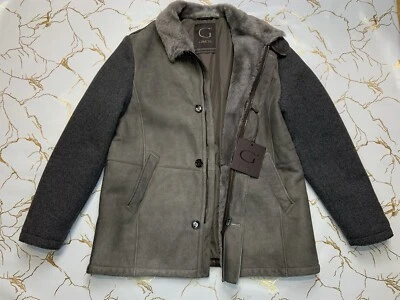 GIMO’S Men Gray Lambskin Leather Wool Full Zip Button Up Coat Jacket Size 58 XL - Image 1 of 4