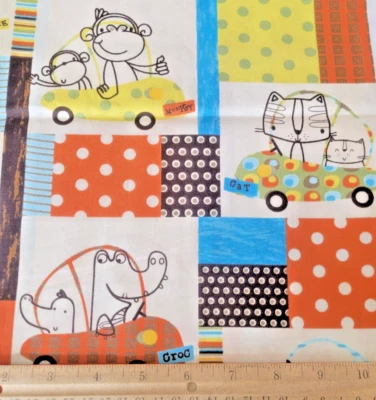 Zoo Animals Kids Children's Collage Cotton Fabric 34 Inches - Image 1 of 2