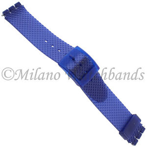 17mm Milano Gritti Blue Rubber Textured Men's Watch Band fits Swatch 6751