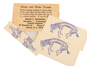 Antique Magician Puzzle Horse and Rider Paper Puzzle Excellent Condition - Picture 1 of 3