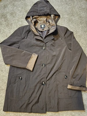 Chaqueta de lluvia con capucha para mujer talla XL marrón/iridiscente forrada de nailon GALLERY  Foto 1 de 4