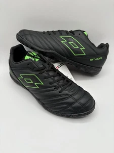 Nuevo Lotto Stadio 705 Césped Botines de Fútbol Zapatos para Hombres Talla 8 Negro Verde CE176 - Imagen 1 de 9