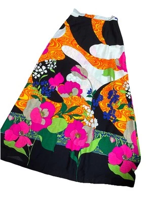 75 Maxi Falda Vintage Años 70 Alicia de California Psicodélica Rosa Caliente Floral XS/S Foto 1 de 4