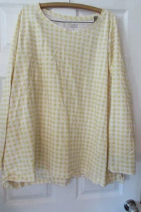 CROFT & BARROW Gr. 4X Poly/Baumwolle gelb/weiß kariert Bluse Shirt Top - Bild 1 von 6