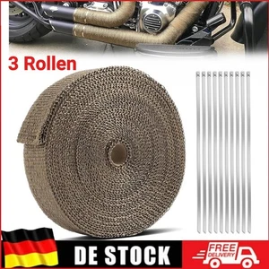 3× 10M Titan Hitzeschutzband Auspuff Band bis 1400°Hitzeschutz Heat Wrap Krümmer - Bild 1 von 19