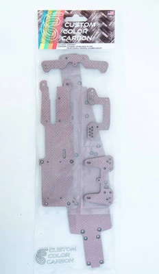 Light Red Custom Color Carbon Fiber Chassis 5 Piece  Kit For Kyosho Optima Mid - Image 1 of 4