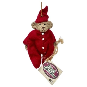 Sombrero rojo adorno de Navidad vintage Ganz Cottage coleccionables PJ The Bear - Imagen 1 de 8