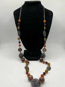 Collana dichiarazione semi perle in vetro artistico 36" - Foto 1 di 9