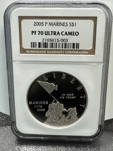 2005-P $1 Proof Marines Silver Dollar NGC PF70 Ultra Cameo - Picture 1 of 5