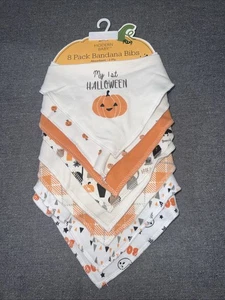 Modern Baby Halloween Bibs Set of 8 Bandanna Snap 2-Ply Bibs NEW 1st Halloween - Picture 1 of 4