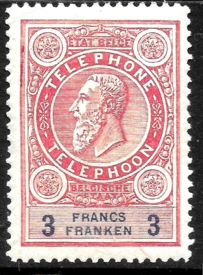 SELLO FISCAL DE INGRESOS TELEFÓNICOS DE Bélgica 1891🔥mlh og 🔥3 francos 🔥vf Foto 1 de 2