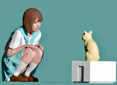 Resin Figure Kit 1/20 Girl with Cat Unpainted Resin Bust Kit - Image 1 of 4