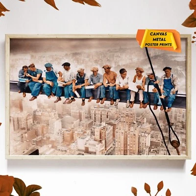 Lunch atop a Skyscraper New York City Coloured PhotoPoster Canvas Wall Art Print - Image 1 of 4