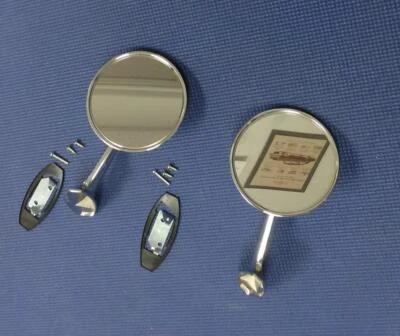1965 1966 CHEVROLET IMPALA FACTORY CHROME STEEL DOOR MIRROR SET W/ BOWTIE NEW - Image 1 of 4