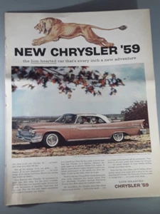 Anuncio de revista Chrysler Windsor 1959 original - corazón de león - Imagen 1 de 1