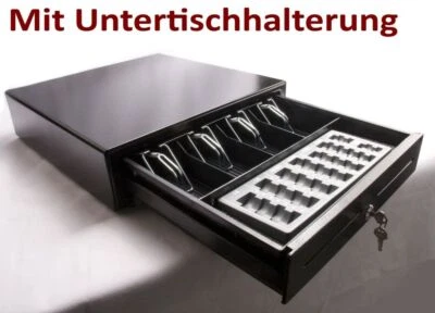 IQPOS Kassenschublade mit Zähleinsatz und Untertischhalterung 41x41,5x10cm Kassenlade