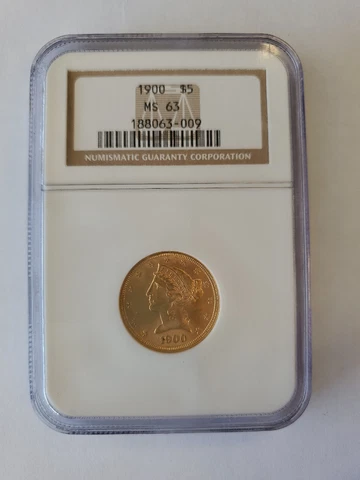 1900 $5 Gold Liberty Half Eagle NGC MS63 Cover