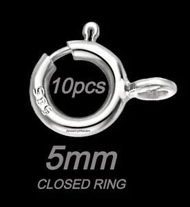 (10) PAQUETE DE DIEZ PESO ESTÁNDAR 5 mm oro blanco 14k cierre de anillo salto cerrado - Imagen 1 de 3