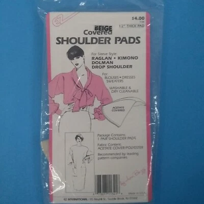 EZ International by Ann Bozzi Vintage 1980’s 1/2” Thick Beige Shoulder Pads NOS - Image 1 of 2