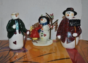 De colección ENESCO 1998-99 Donna Little S/3 Snow Littles ABUELO PAPÁ hijo con ratón muñeco de nieve - Imagen 1 de 4