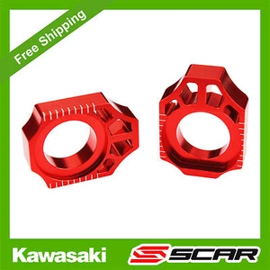 AXLE BLOCKS KAWASAKI KX KXF 125 250 450 KX125 KX250 KX250F KX450F RED SCAR - Picture 1 of 1
