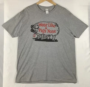 Vintage "Wear Like a Pig's Nose / Union Made" Heather Gray T-Shirt USA Size XL - Picture 1 of 6