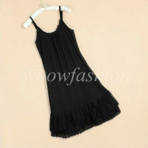 Women Cotton Lace Trimmed Full Length Camisole Slip Dress Extender 2XL Petticoat - Picture 1 of 15
