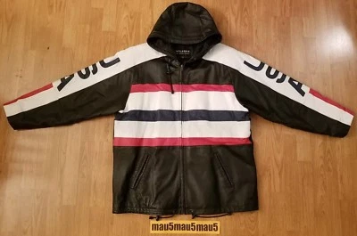 Wilson's Leather Black Jacket American Flag USA America Striped L Large Hoodie - Image 1 of 4