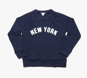J.CREW CREWCUTS GIRLS NAVY BLUE LONG SLEEVE CREWNECK NEW YORK SWEATSHIRT Sz L - Picture 1 of 4