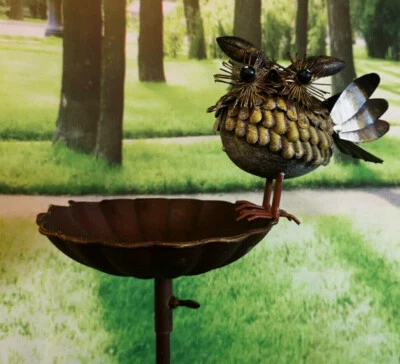 Gartenstecker Futterplatz Futterstelle Metall Beetstecker Eule Deko Stab Vogel - Bild 1 von 4