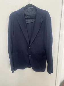 NWOT Tagliatore Unlined Blue Woven Knit Blue Cotton Blazer Summer EU 54R /US 41” - Picture 1 of 18