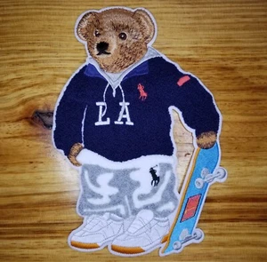 10" chenille iron-on Skate Bear patch. No sewing needed!!! - Picture 1 of 3